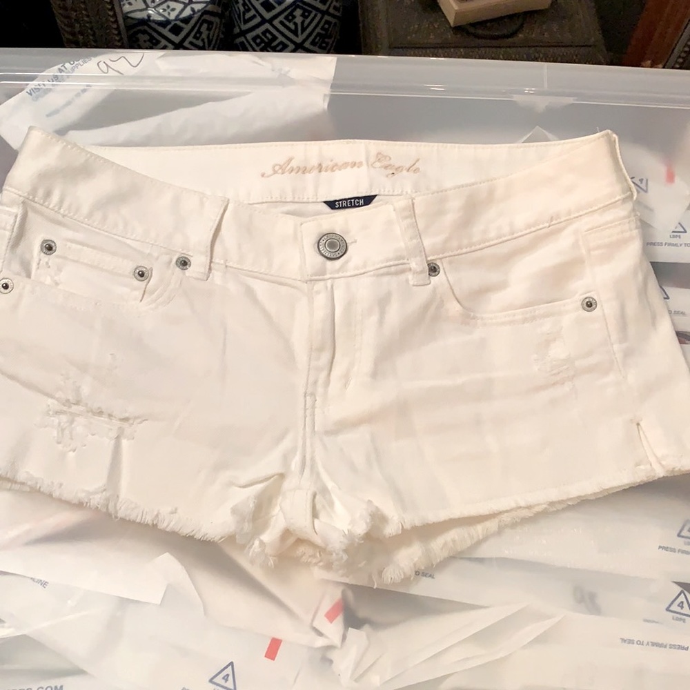 American Eagle White distressed Jean shorts